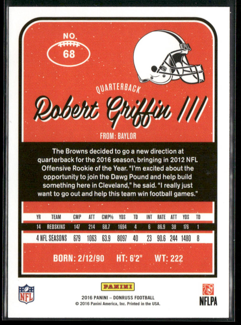 Robert Griffin III 2016 Donruss #68 Cleveland Browns