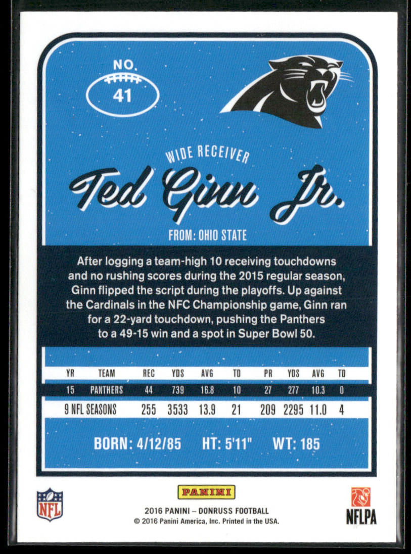 Ted Ginn Jr. 2016 Donruss #41 Carolina Panthers