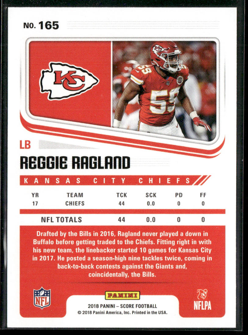 Reggie Ragland 2018 Score #165 Kansas City Chiefs