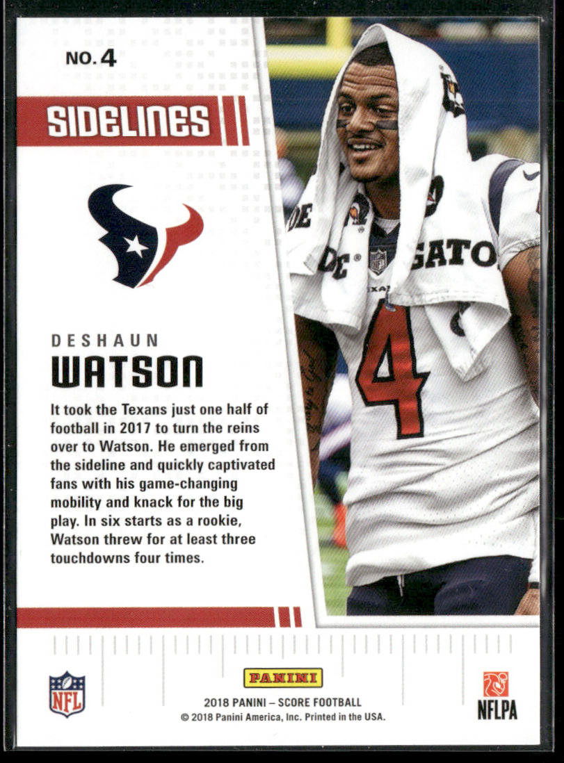 Deshaun Watson 2018 Score Sidelines #4 Houston Texans
