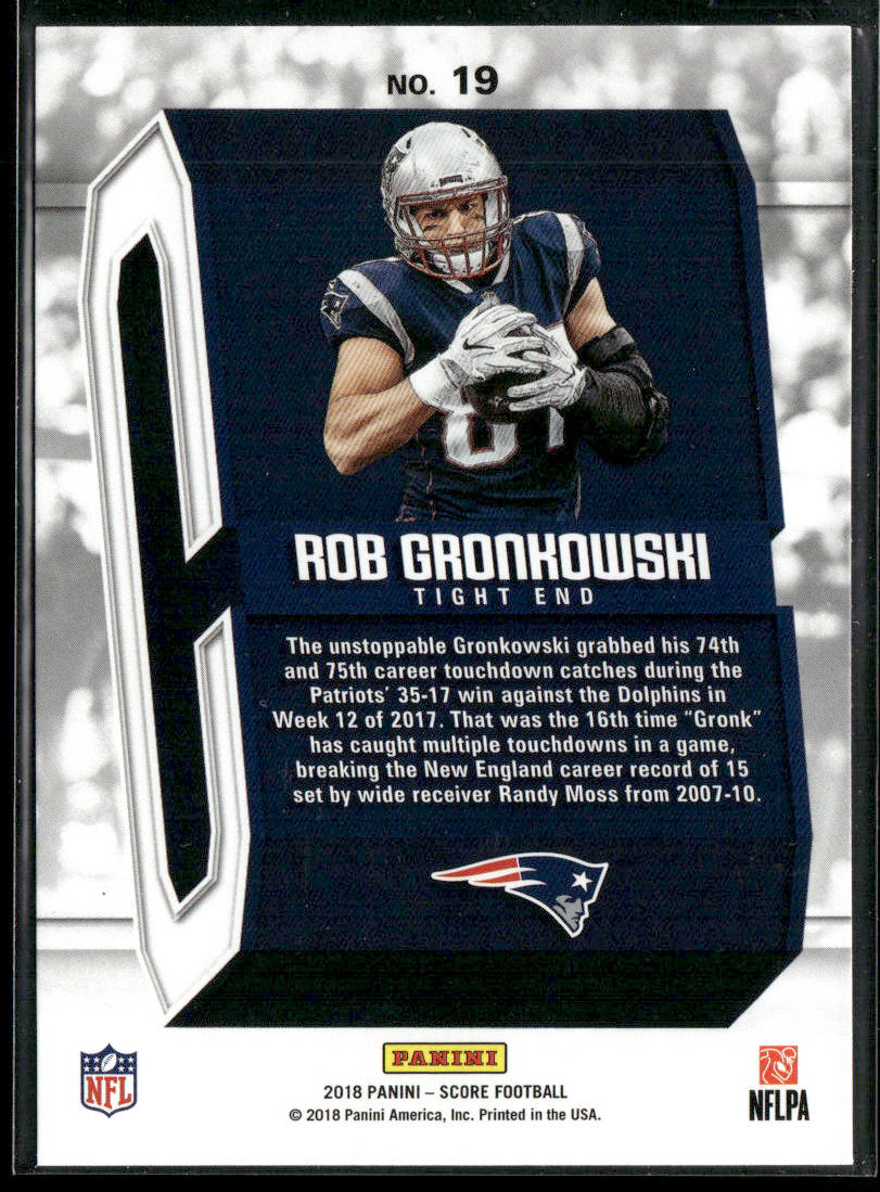 Rob Gronkowski 2018 Score Captains #19 New England Patriots