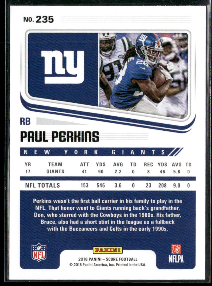 Paul Perkins 2018 Score #235 New York Giants