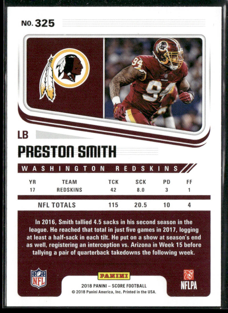 Preston Smith 2018 Score #325 Washington Redskins