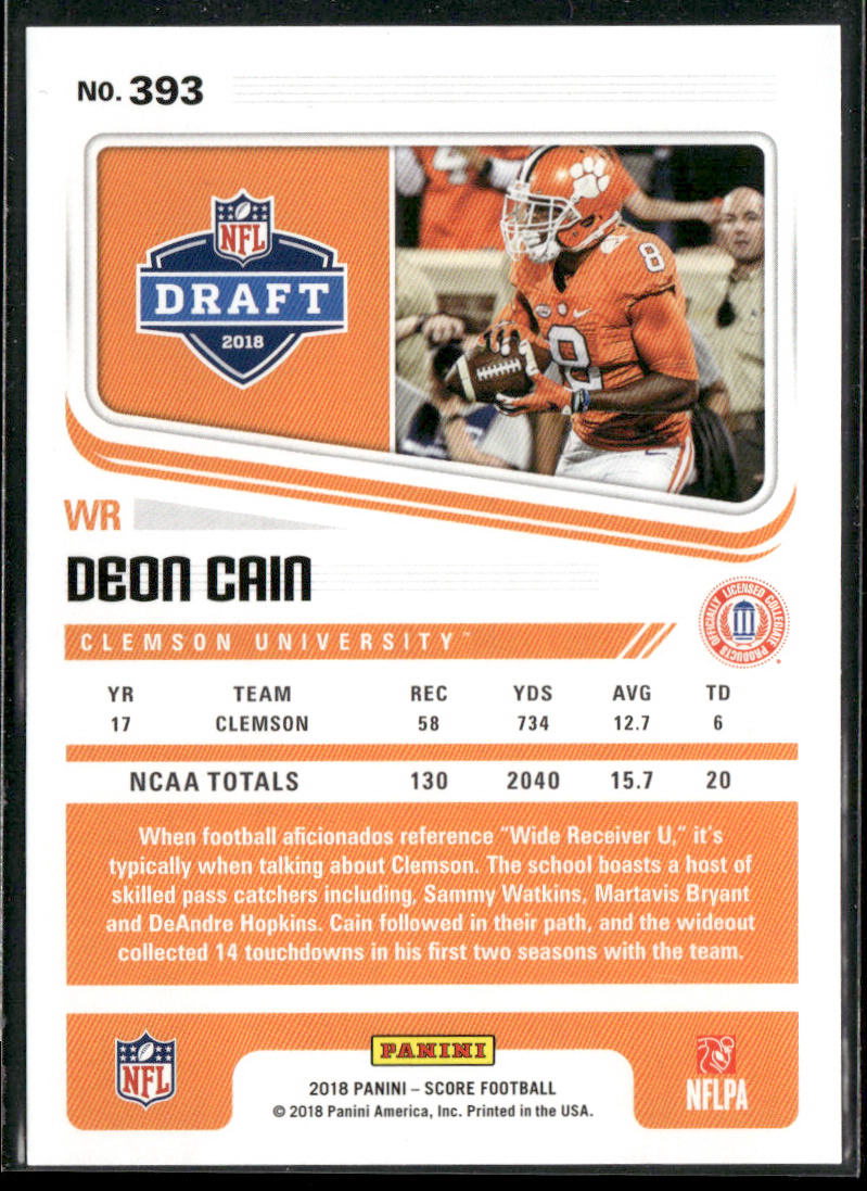Deon Cain 2018 Score #393 Clemson Tigers