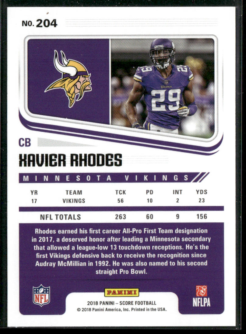 Xavier Rhodes 2018 Score #204 Minnesota Vikings