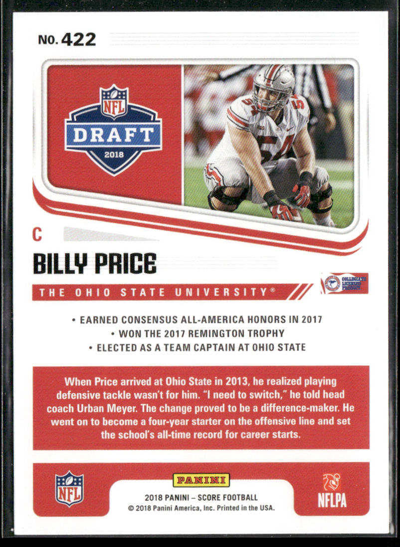 Billy Price 2018 Score #422 Ohio State Buckeyes
