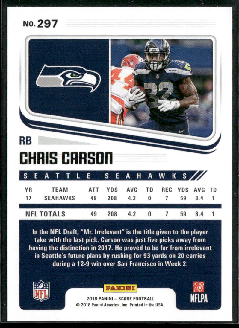 Chris Carson 2018 Score #297 Seattle Seahawks