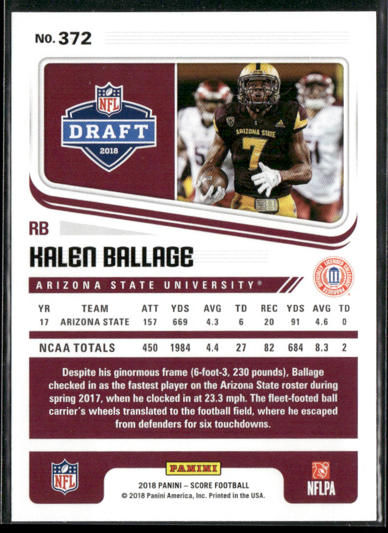 Kalen Ballage 2018 Score #372 Arizona State Sun Devils