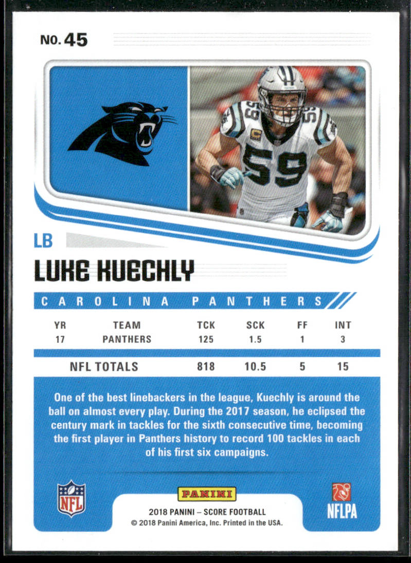 Luke Kuechly 2018 Score #45 Carolina Panthers