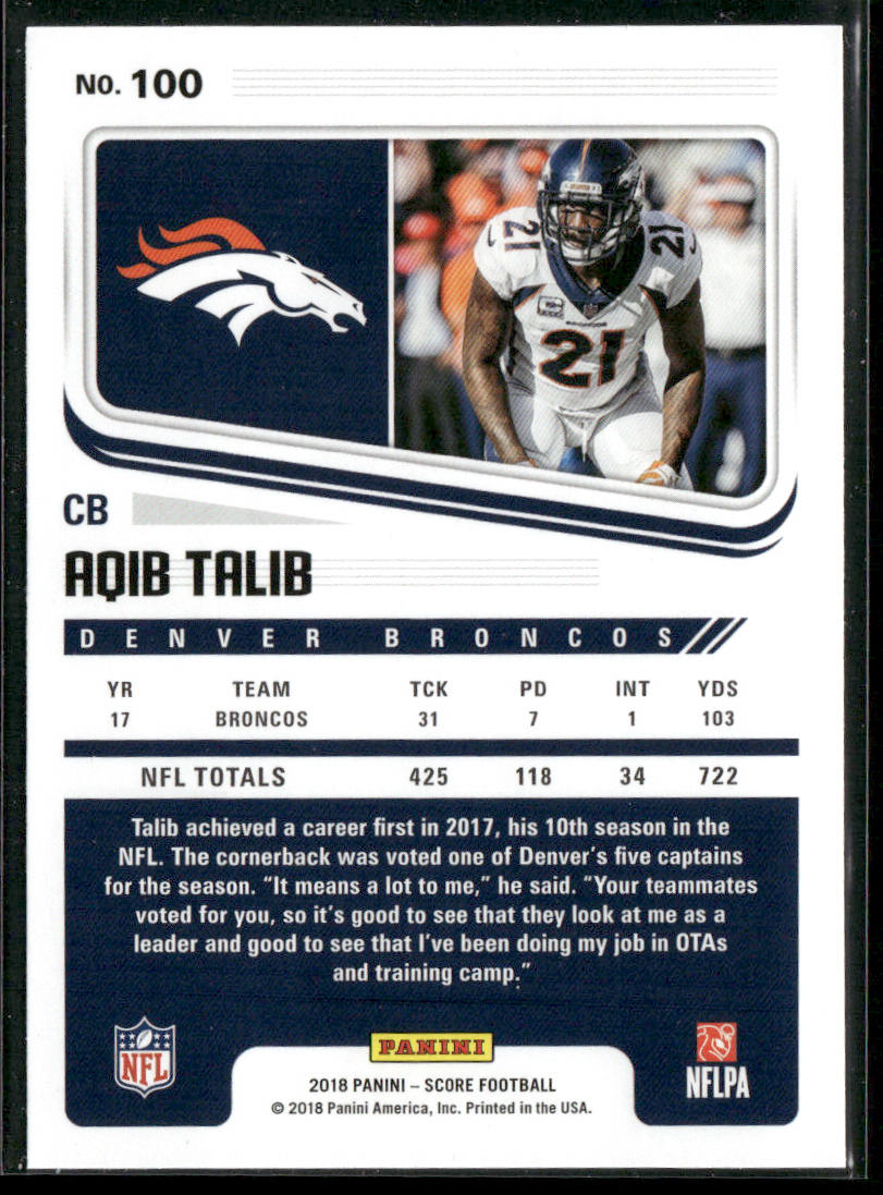 Aqib Talib 2018 Score #100 Denver Broncos
