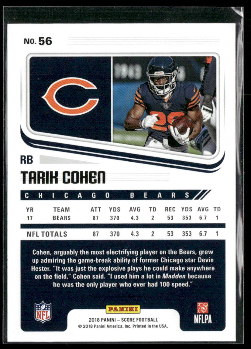 Tarik Cohen 2018 Score #56 Chicago Bears