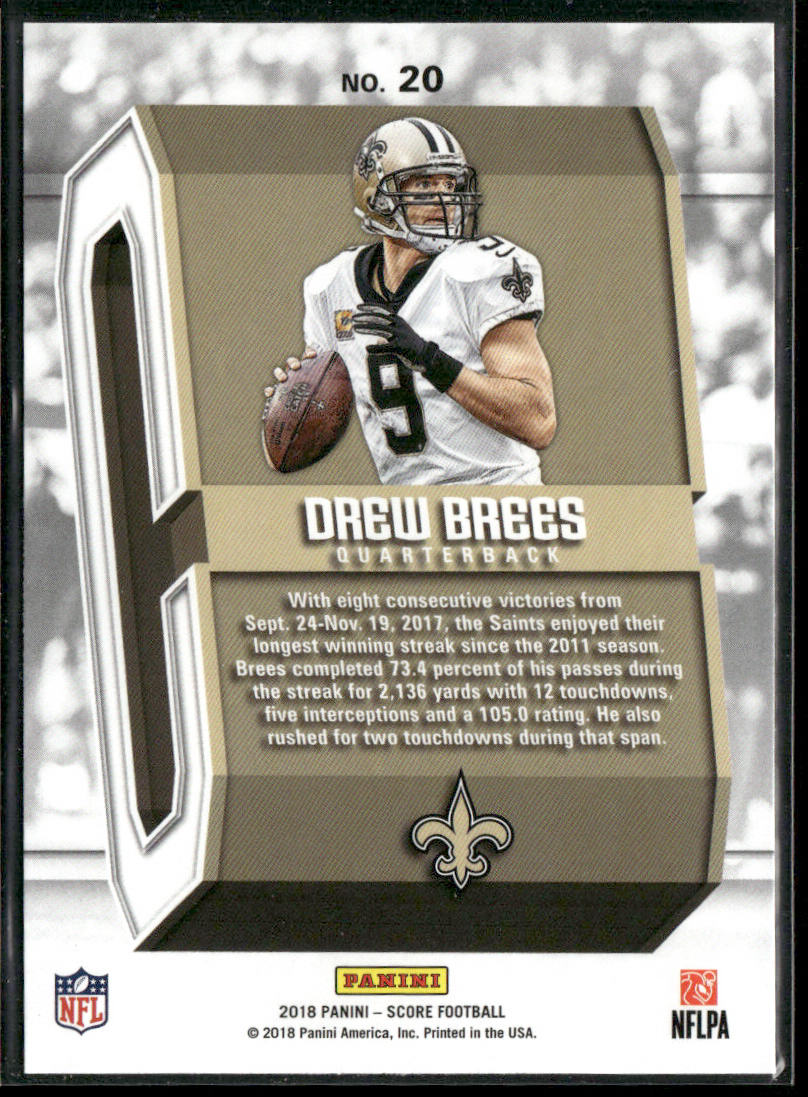 Drew Brees 2018 Score Captains #20 New Orleans Saints