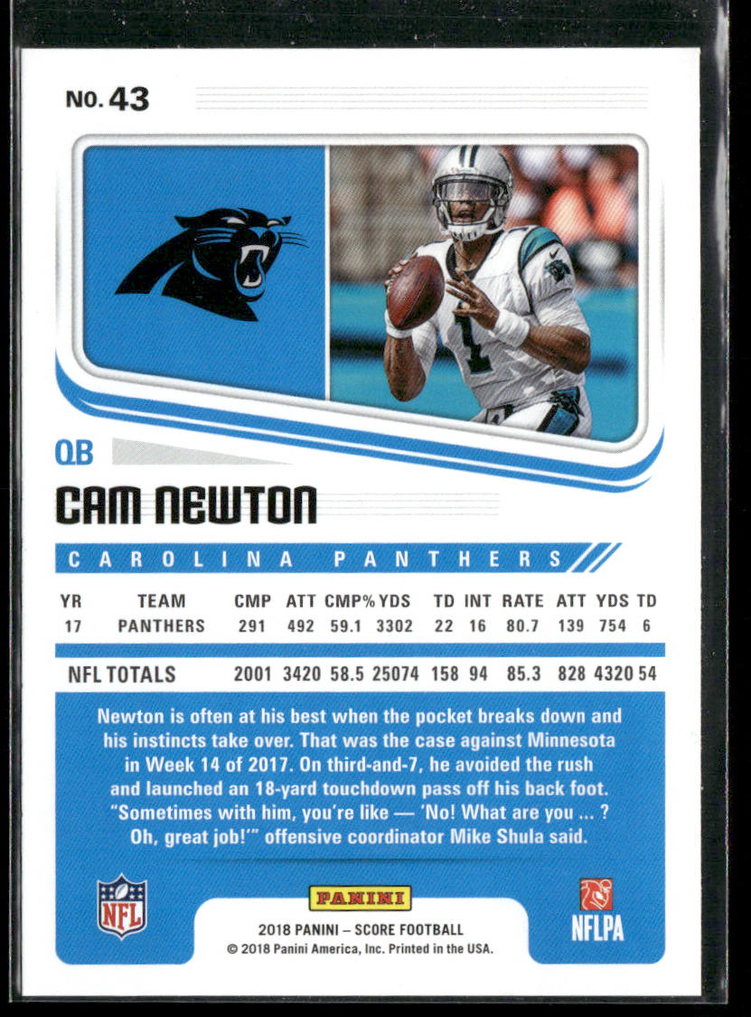 Cam Newton 2018 Score #43 Carolina Panthers