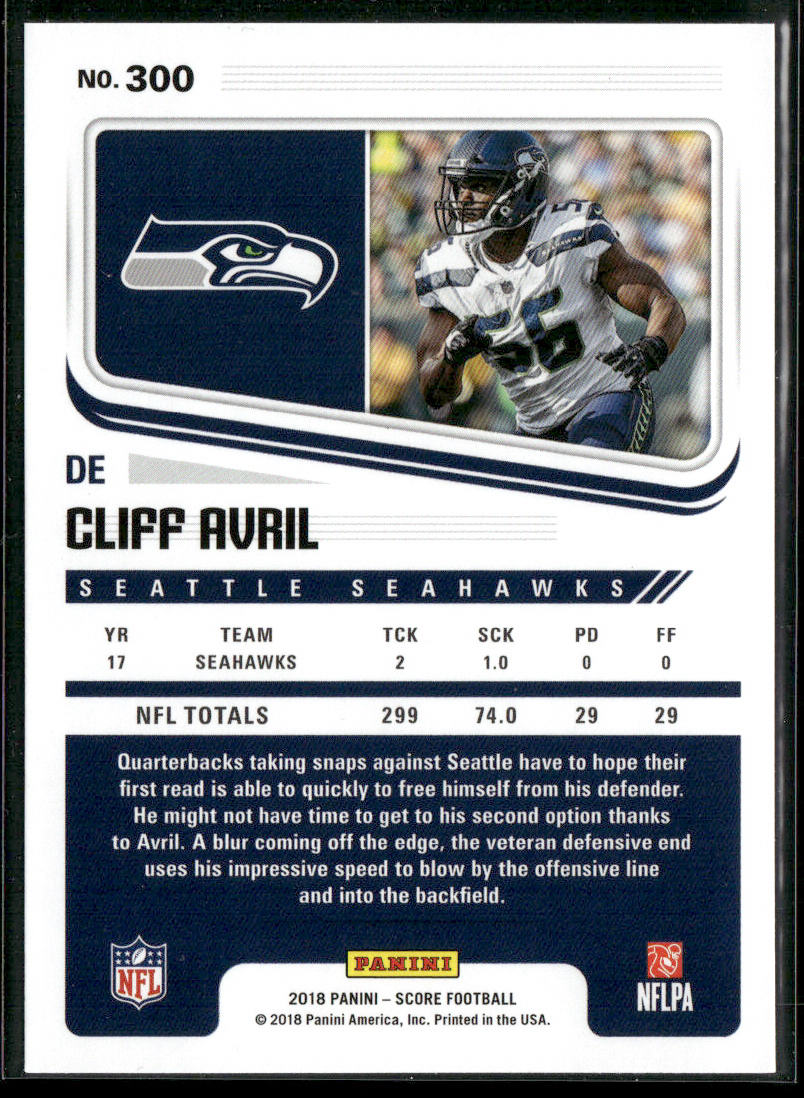 Cliff Avril 2018 Score #300 Seattle Seahawks