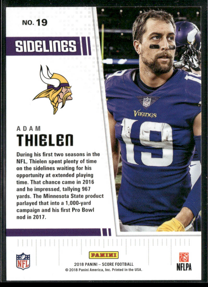 Adam Thielen 2018 Score Sidelines #19 Minnesota Vikings