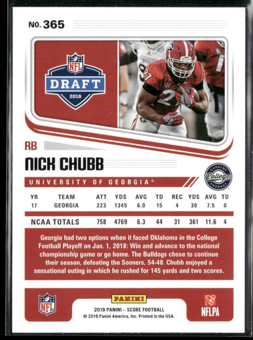 Nick Chubb 2018 Score #365 Georgia Bulldogs