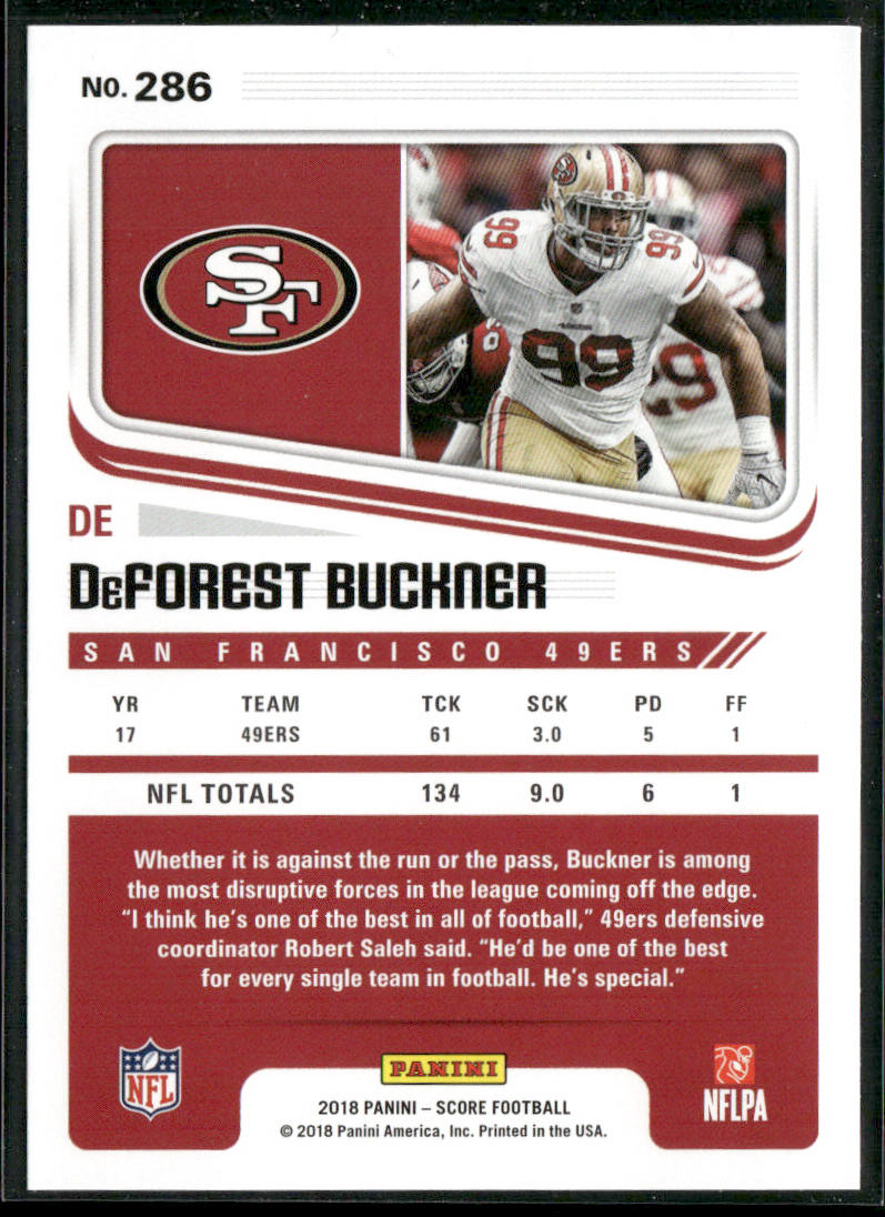 DeForest Buckner 2018 Score #286 San Francisco 49ers
