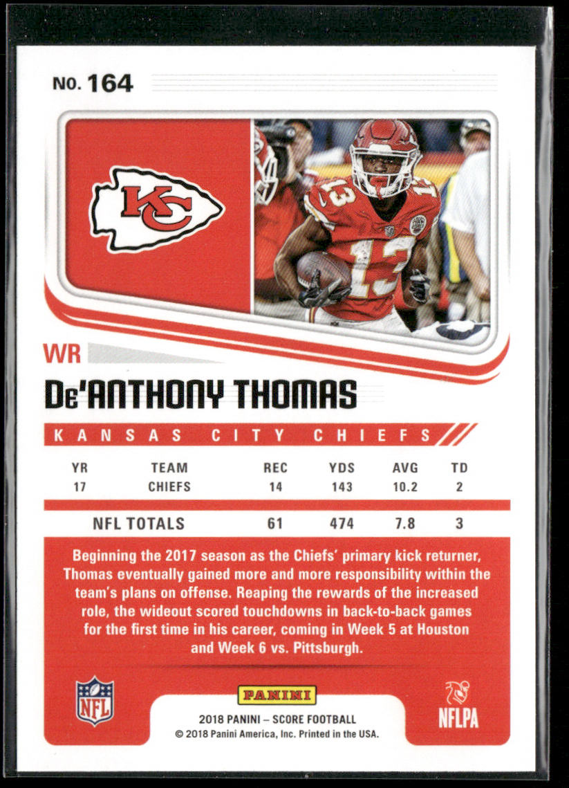 De'Anthony Thomas 2018 Score #164 Kansas City Chiefs