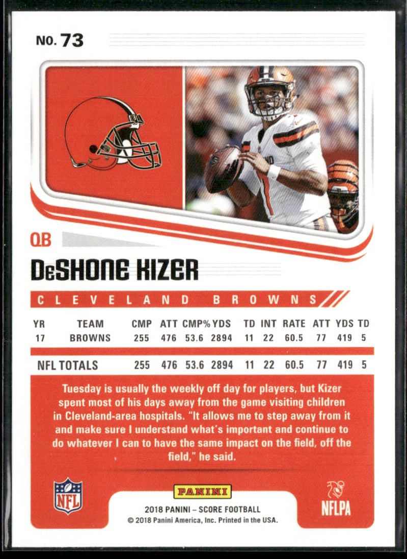 DeShone Kizer 2018 Score #73 Cleveland Browns