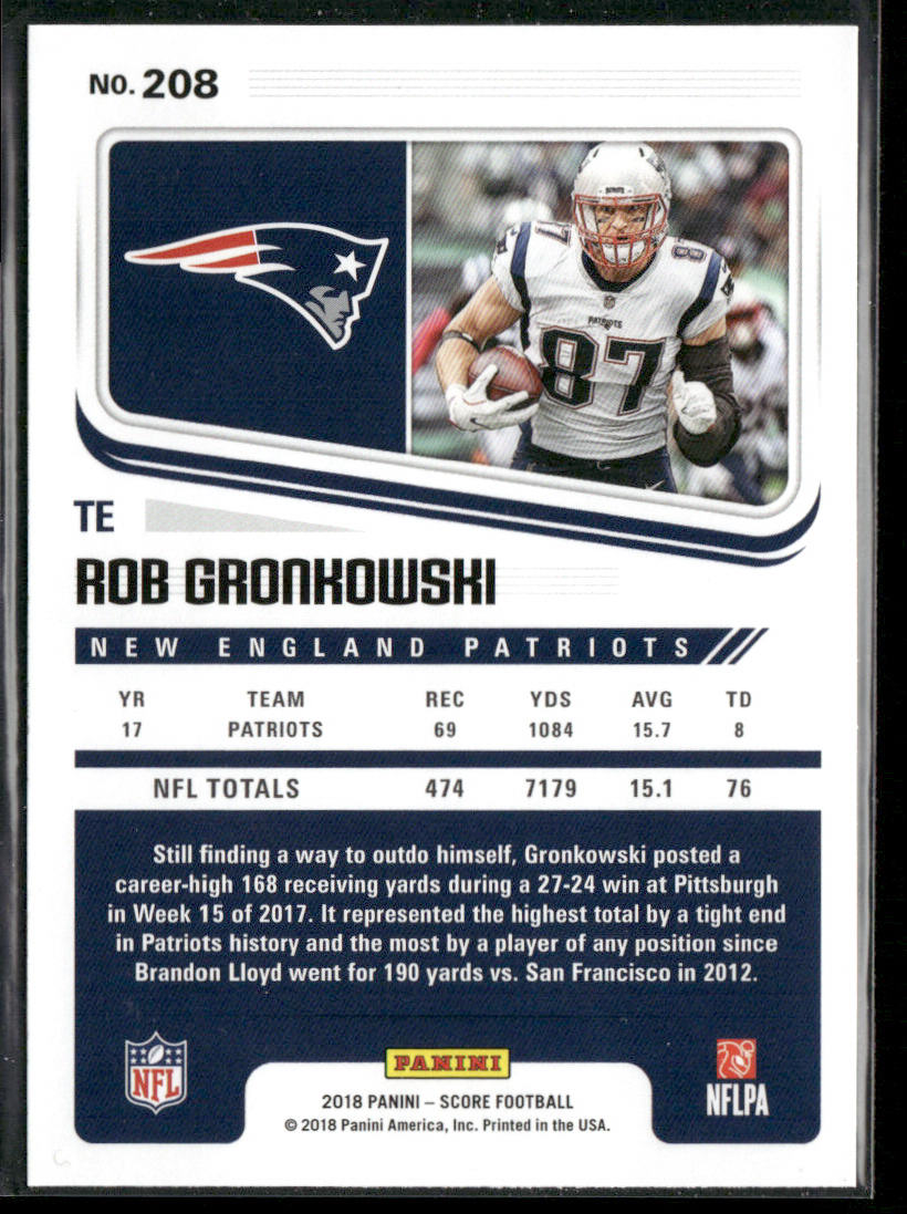 Rob Gronkowski 2018 Score #208 New England Patriots