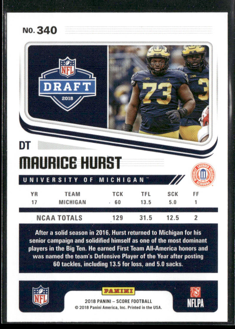 Maurice Hurst Jr. 2018 Score #340 Michigan Wolverines