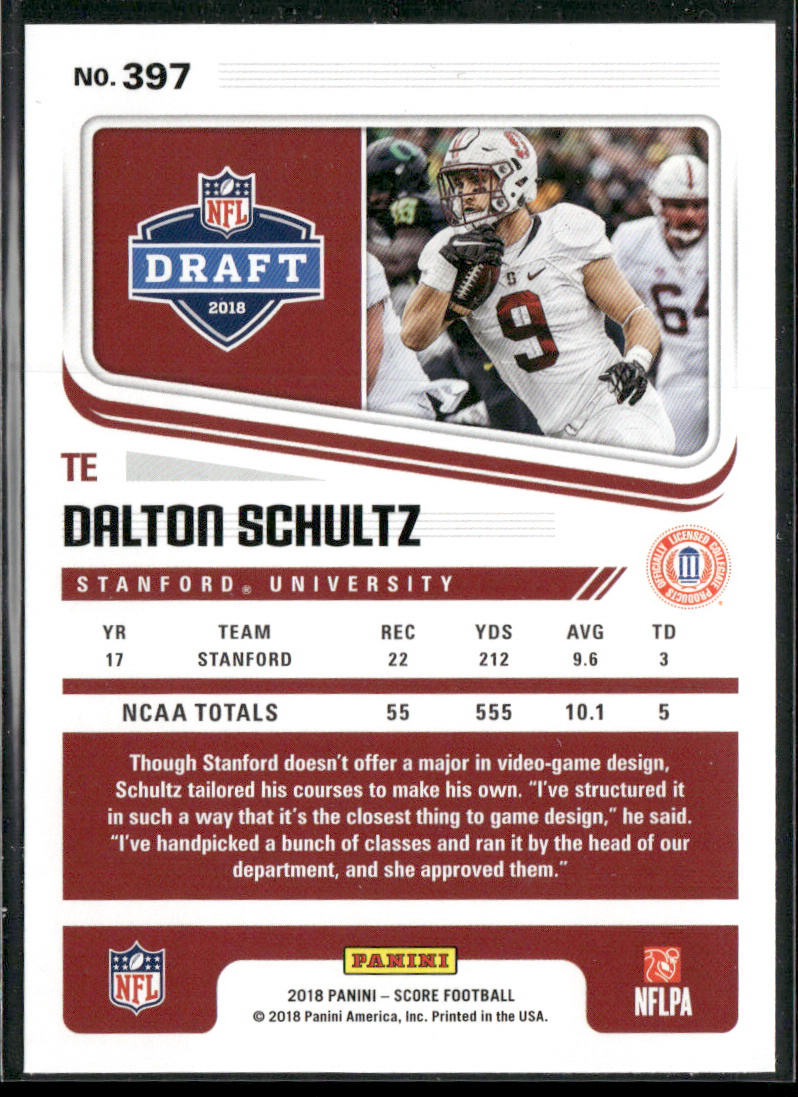 Dalton Schultz 2018 Score #397 Stanford Cardinal