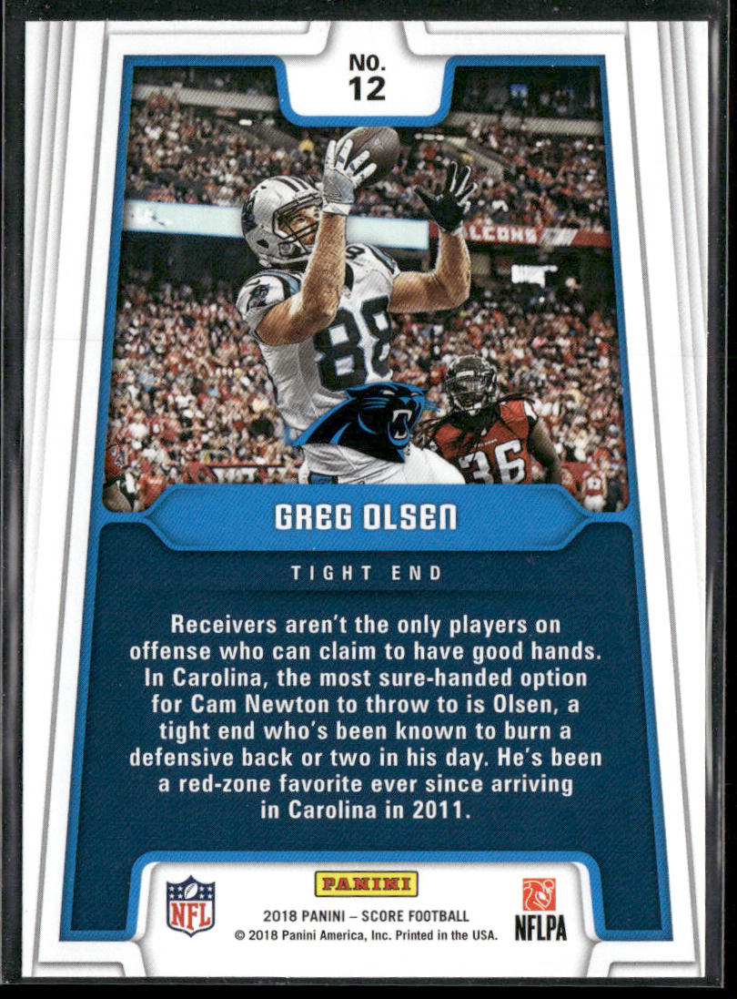 Greg Olsen 2018 Score All Hands Team #12 Carolina Panthers