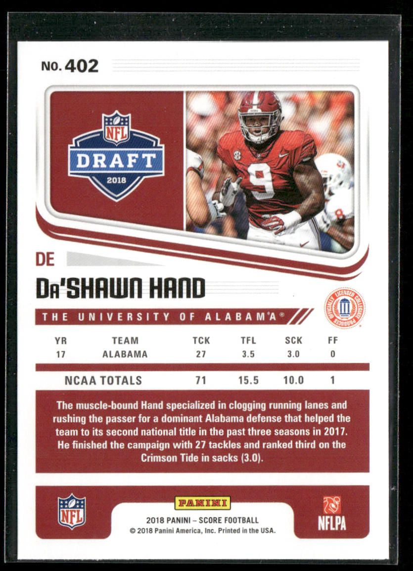 Da'Shawn Hand 2018 Score #402 Alabama Crimson Tide