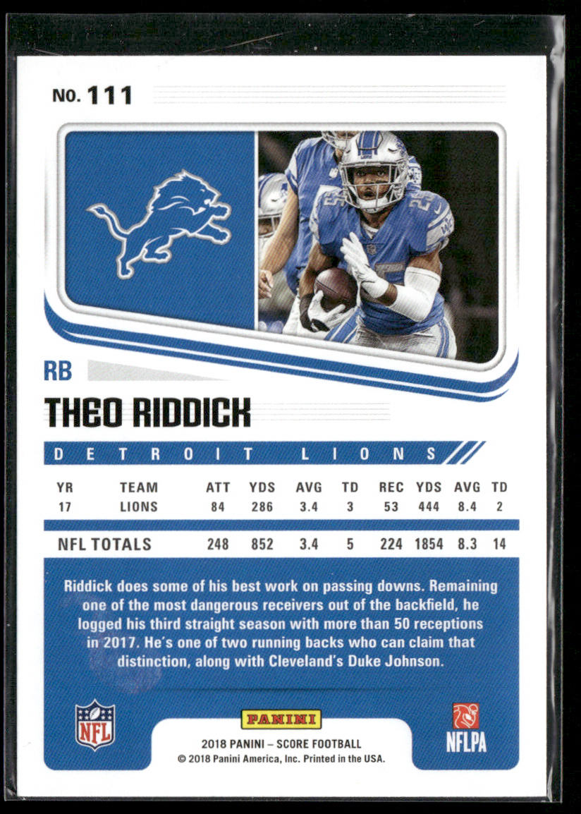 Theo Riddick 2018 Score #111 Detroit Lions