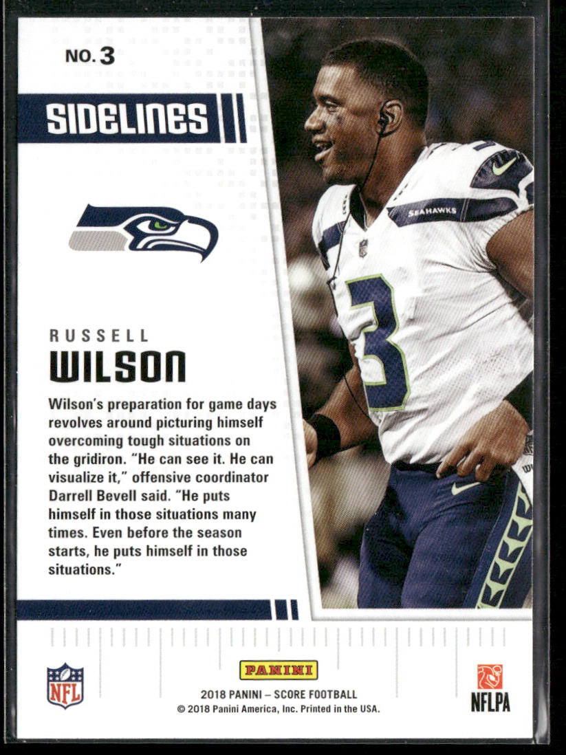 Russell Wilson 2018 Score Sidelines #3 Seattle Seahawks