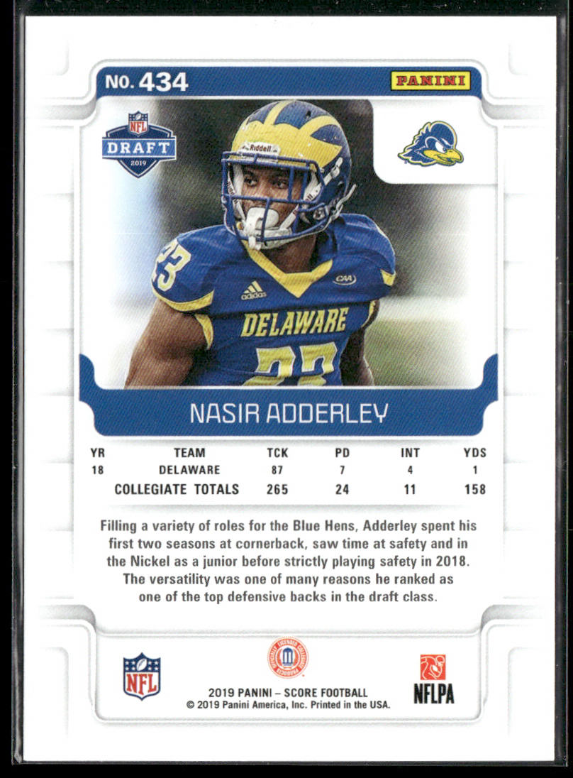 Nasir Adderley 2019 Score #434 RC Delaware Fightin' Blue Hens