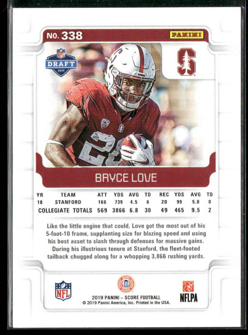 Bryce Love 2019 Score #338 RC Stanford Cardinal