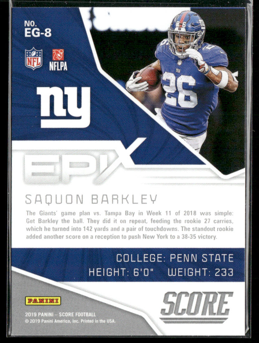 Saquon Barkley 2019 Score Epix Game #EG-8 New York Giants