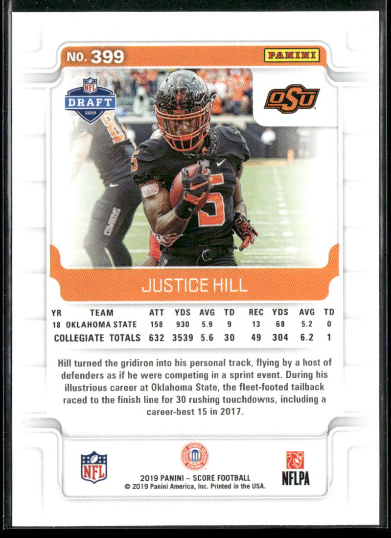Justice Hill 2019 Score #399 RC Oklahoma State Cowboys back