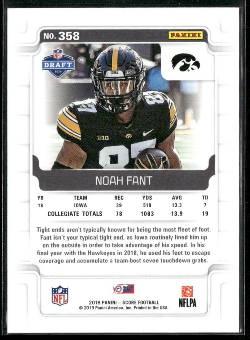 Noah Fant 2019 Score #358 RC Iowa Hawkeyes