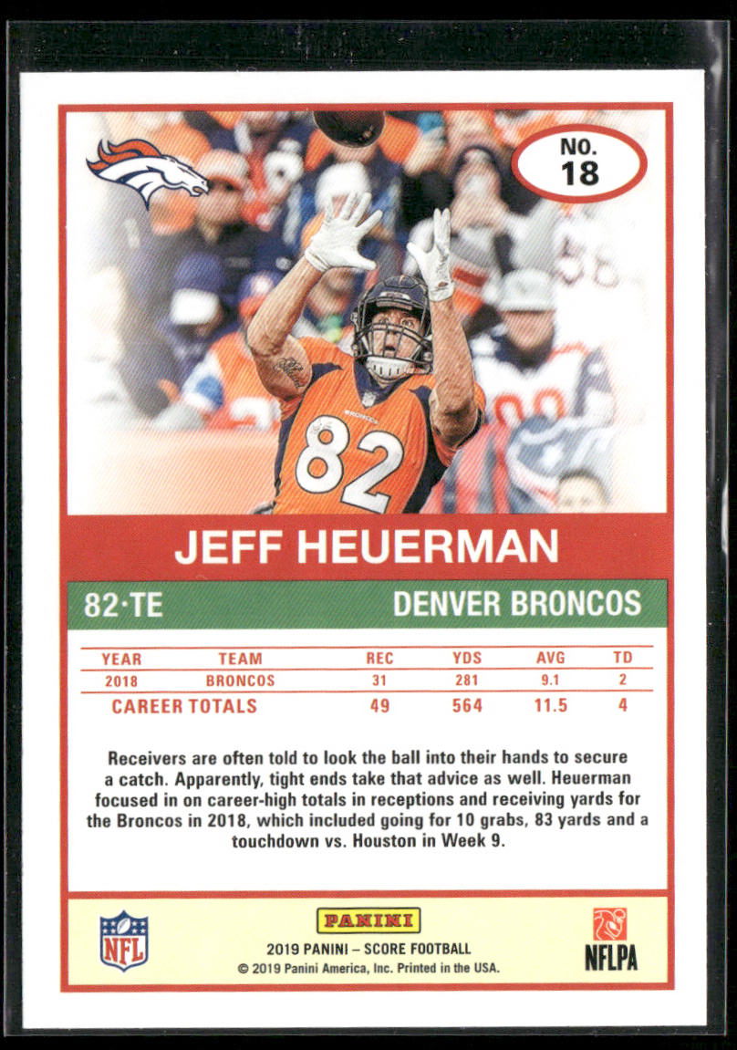 Jeff Heuerman 2019 Score #18 Denver Broncos
