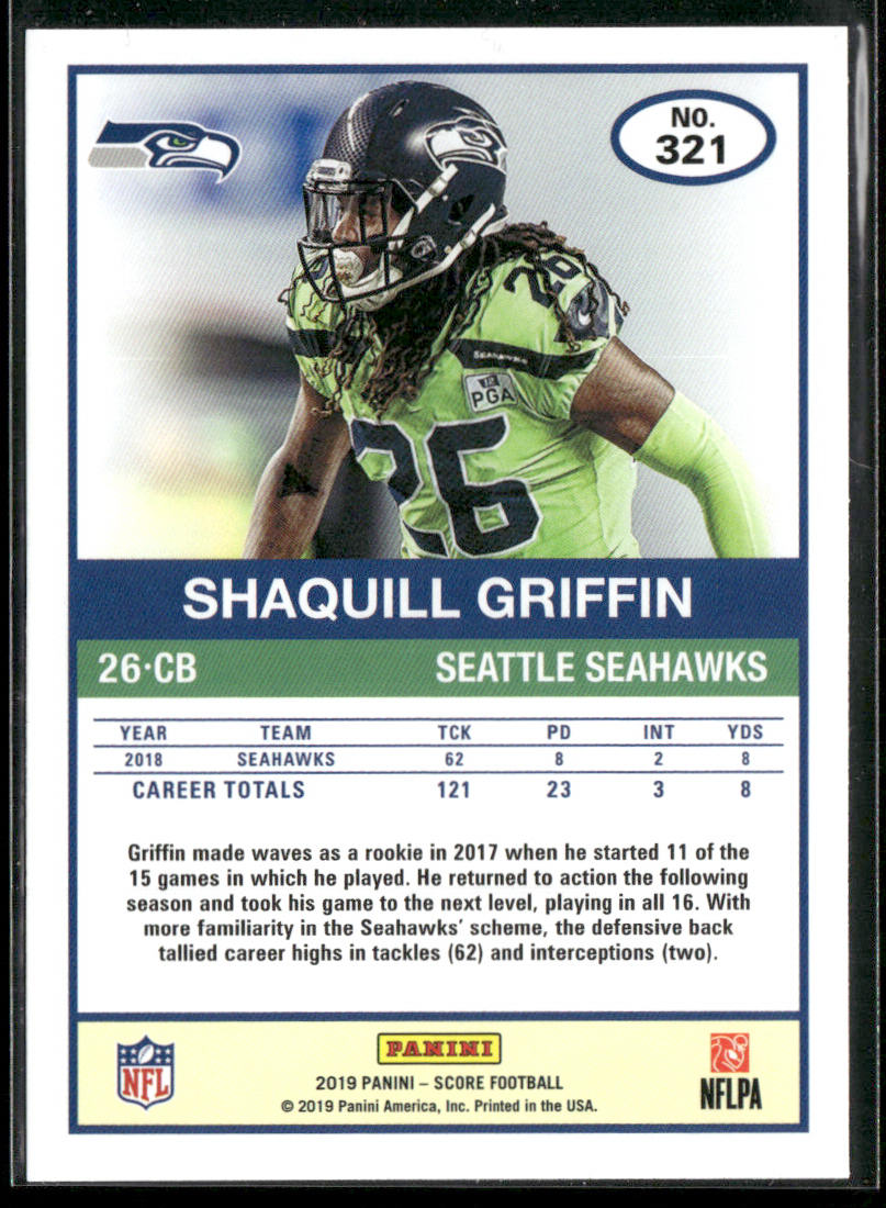 Shaquill Griffin 2019 Score #321 Seattle Seahawks