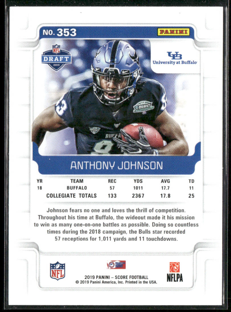 Anthony Johnson 2019 Score #353 RC Buffalo Bulls