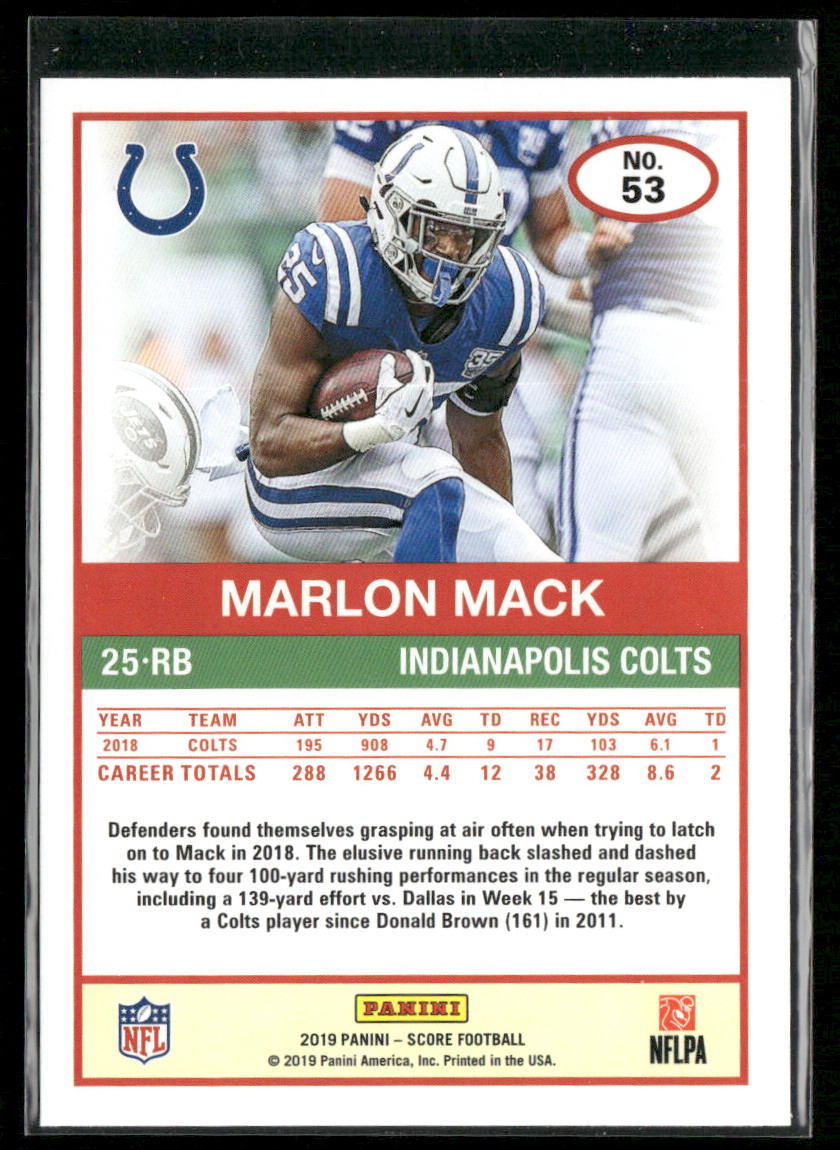 Marlon Mack 2019 Score #53 Indianapolis Colts