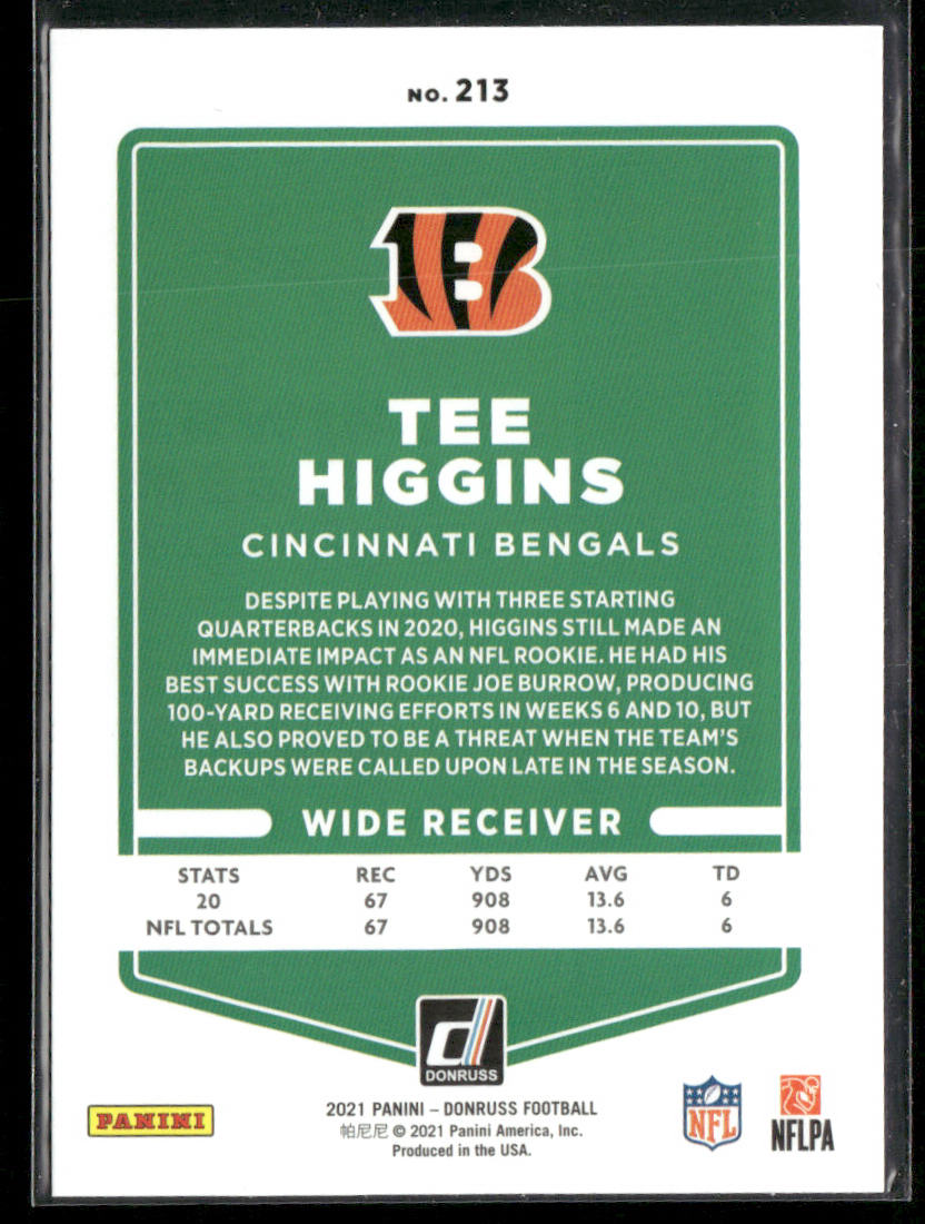 Tee Higgins 2021 Donruss #213 Cincinnati Bengals