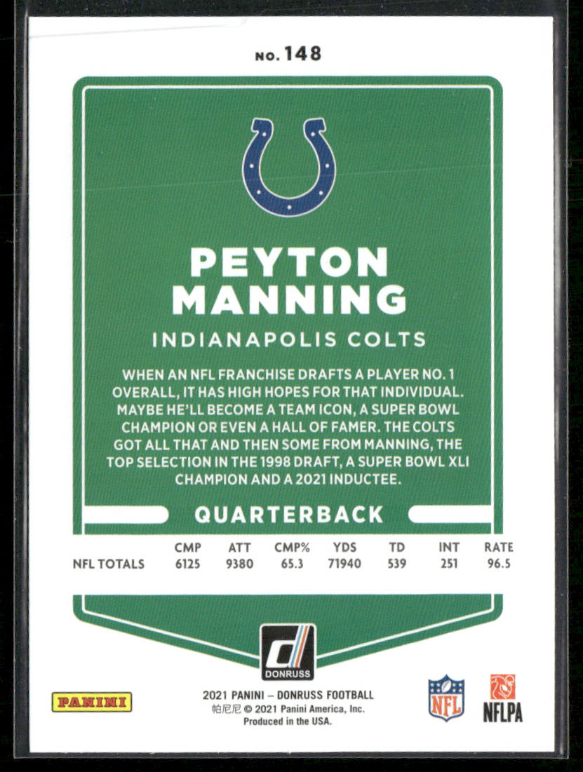 Peyton Manning 2021 Donruss #148 Indianapolis Colts