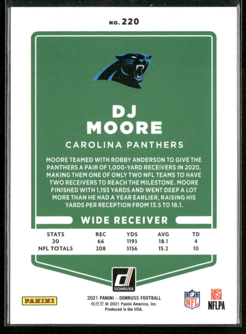 DJ Moore 2021 Donruss #220 Carolina Panthers