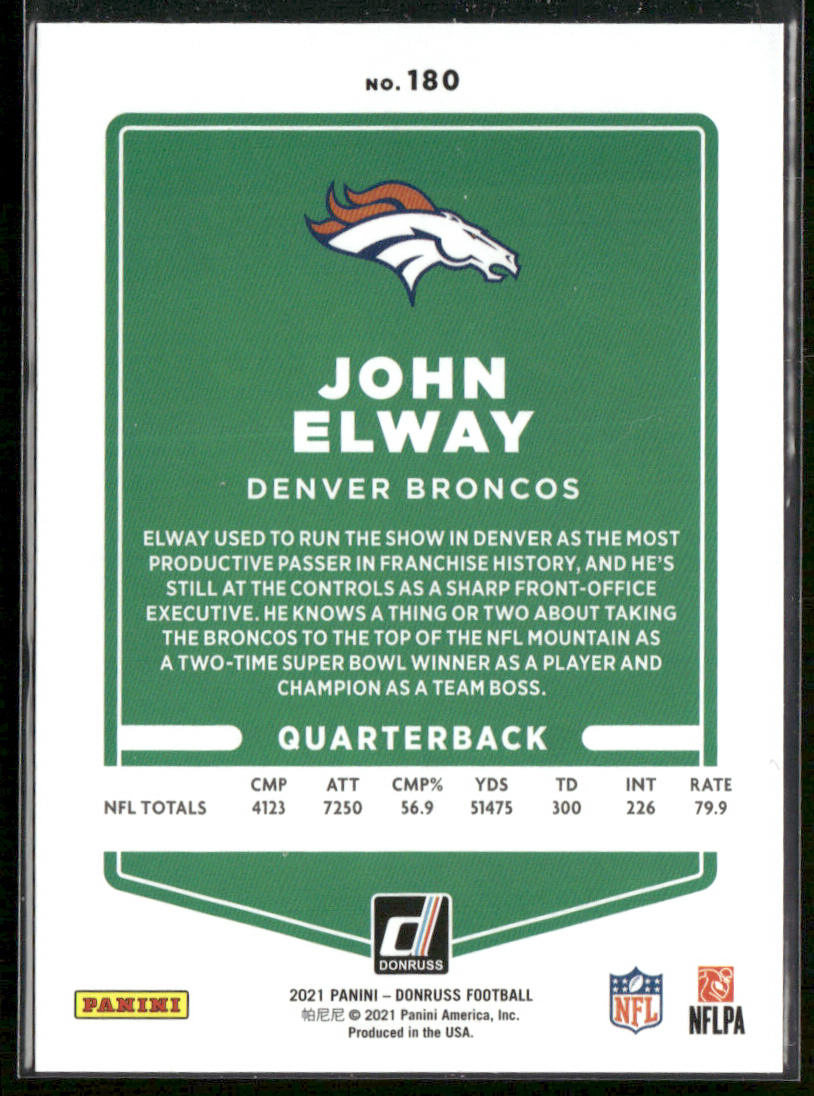 John Elway 2021 Donruss #180 Denver Broncos