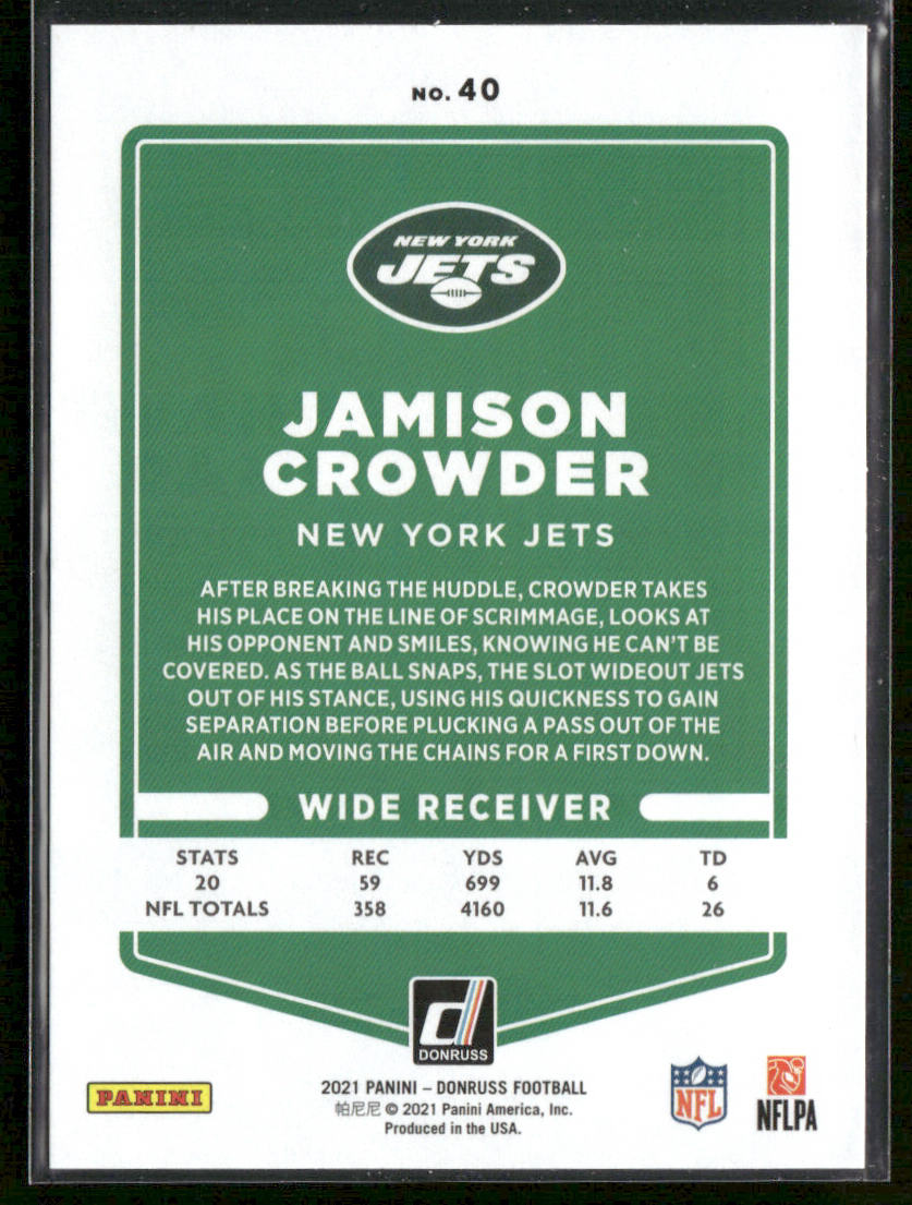 Jamison Crowder 2021 Donruss #40 New York Jets