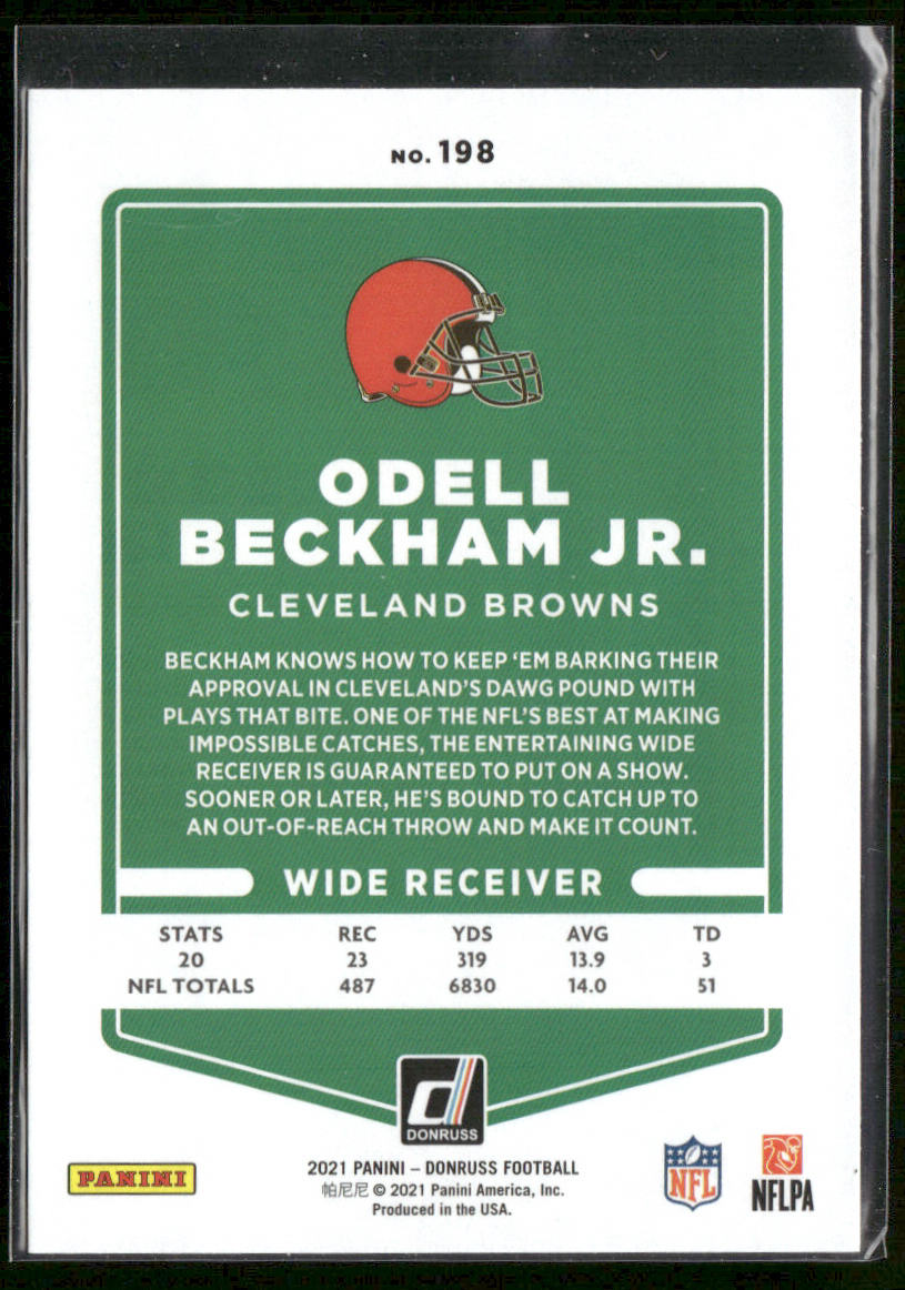 Odell Beckham Jr. 2021 Donruss #198b No Helmet Cleveland Browns