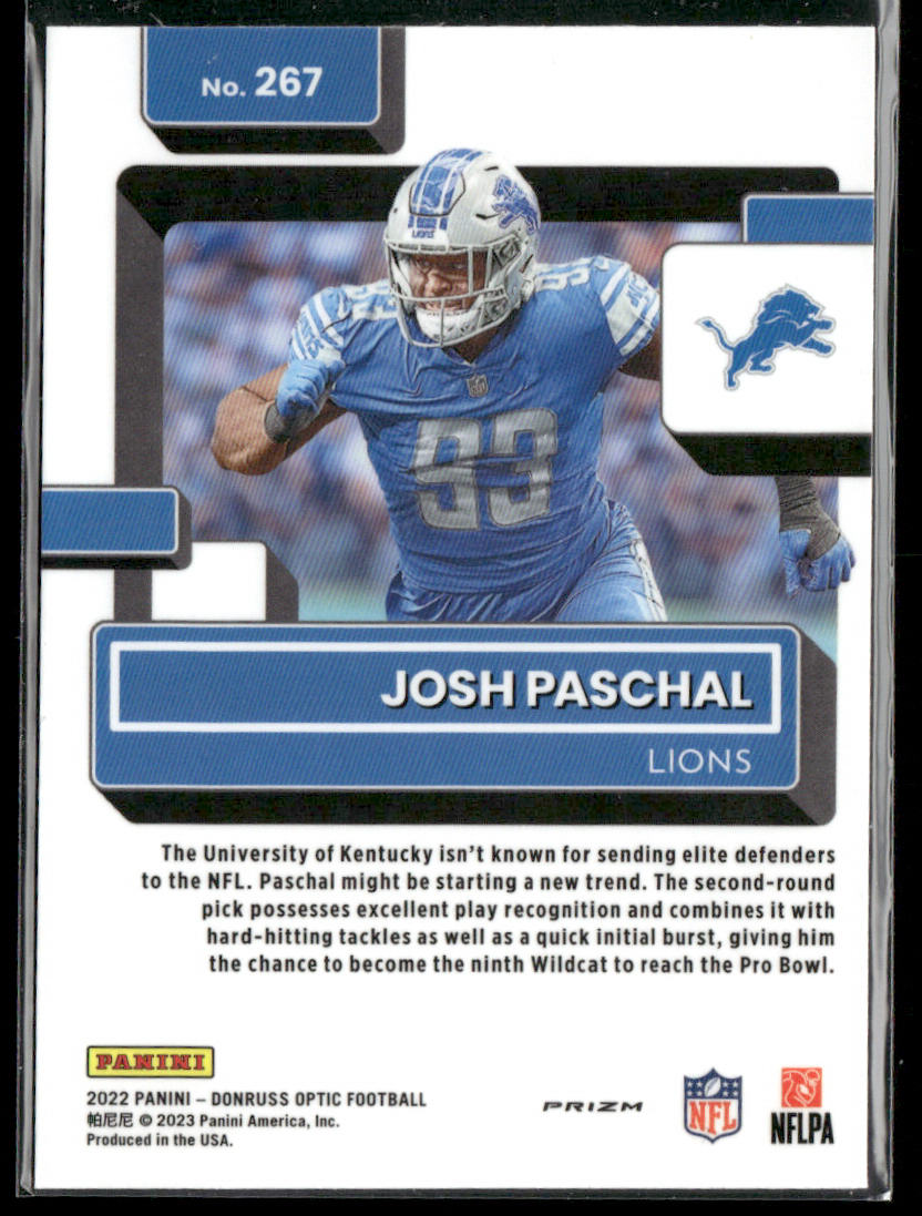 Josh Paschal 2022 Donruss Optic Pink #267 RC Detroit Lions