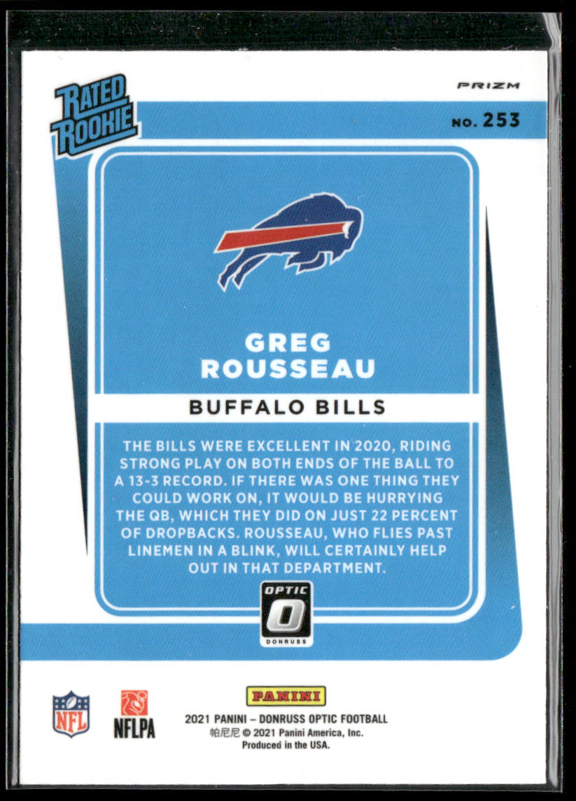 Greg Rousseau 2021 Donruss Optic Blue Scope #253 RC Buffalo Bills