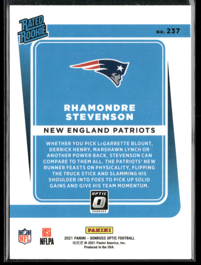 Rhamondre Stevenson 2021 Donruss Optic #237 RC New England Patriots