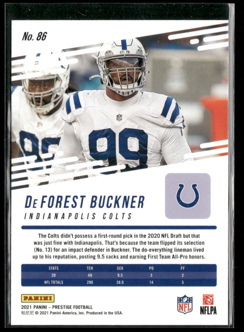 DeForest Buckner 2021 Panini Prestige #86 Indianapolis Colts