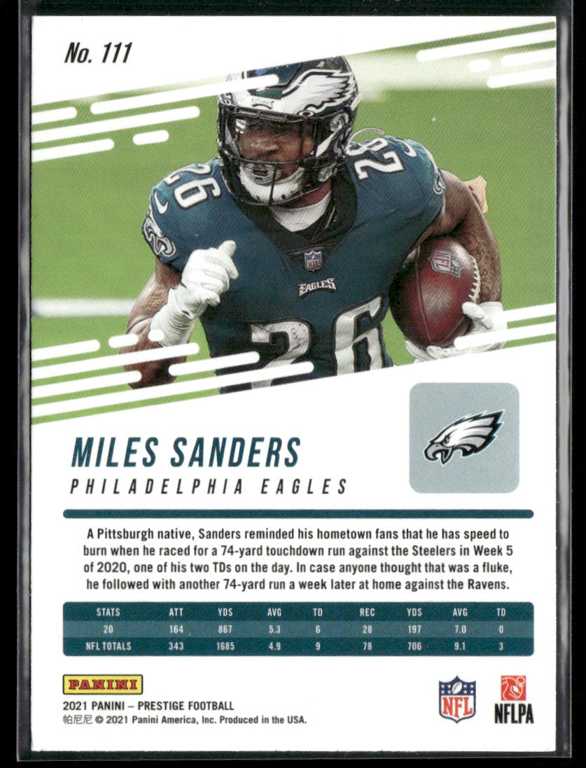 Miles Sanders 2021 Panini Prestige #111 Philadelphia Eagles